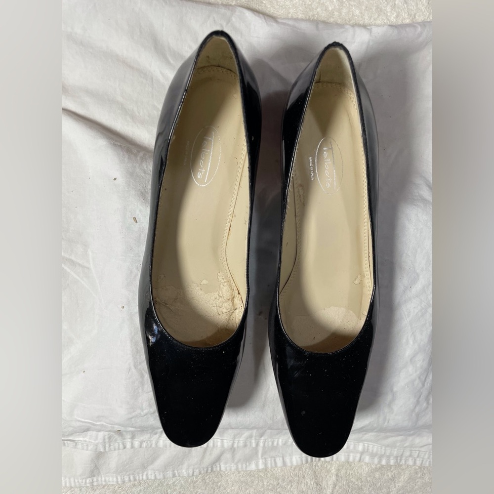 Talbots Patent Leather Square Toe Block Heel pumps Black Wm 11M